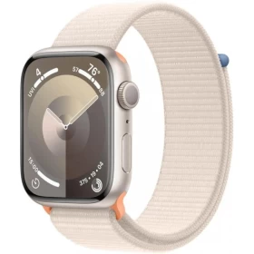 Apple Watch Series 9, 45 мм, алюминий цвета "сияющая звезда", спортивный ремешок "сияющая звезда", (MR983)