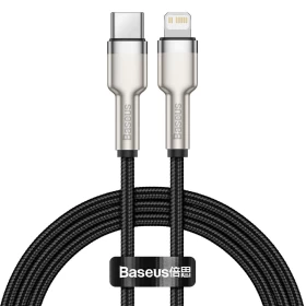 Кабель Baseus Cafule Series Metal Data Cable Type-C to iP PD 20W 1m, Чёрный (CATLJK-A01)