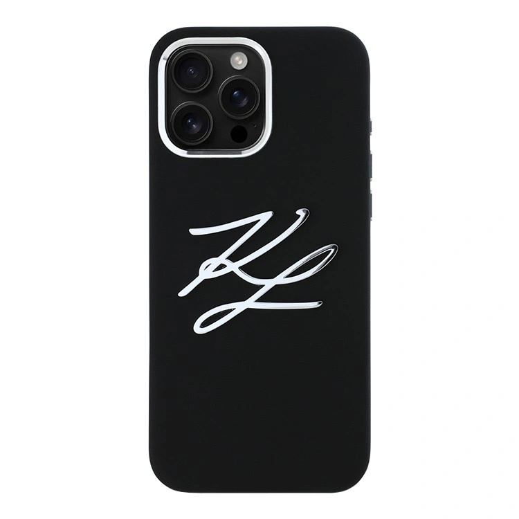 Накладка Lagerfeld для iPhone 16 Pro Max Liquid Silicone Metal Logo Initials Hard, Black (KLHCP16XSMCKLMCLK). Фото 2