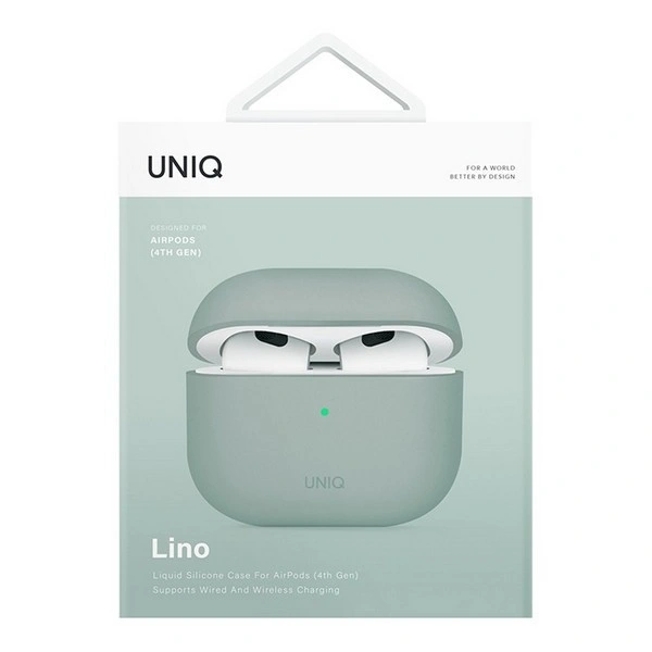 Чехол Uniq для наушников AirPods 4 LINO Liquid silicone, Iceplant Green (AIRPODS(2024)-LINOIGRN). Фото 6