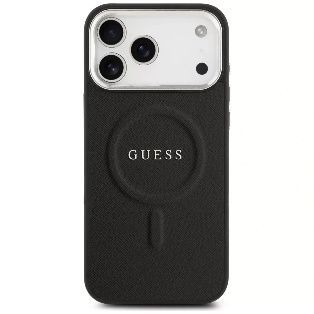 Накладка Guess для iPhone 18 Pro Max / 17 Pro Max PU Grained leather Metal logo &Cam Hard (MagSafe), Black (GUHMP18XPSAREGSK). Фото 2
