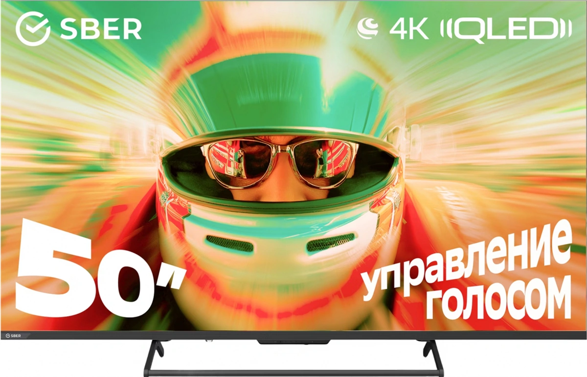 Телевизор Sber 50" Салют ТВ QLED 4K 2026, Чёрный (SDF-50UQ7000MBA). Фото 1