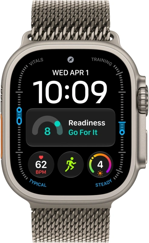 Умные часы Apple Watch Ultra 4 (2026) GPS+Cellular 49мм, Натуральный титановый корпус, ремешок "Натуральная миланская петля" размер M 155-185 мм (MJA94). Фото 2
