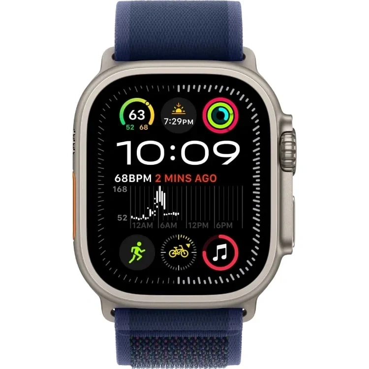 Apple Watch Ultra 2 (2024) GPS+Cellular 49mm, Natural Titanium ремешок "Blue Trail Loop", размер S/M 130-190mm (MX4J3). Фото 2