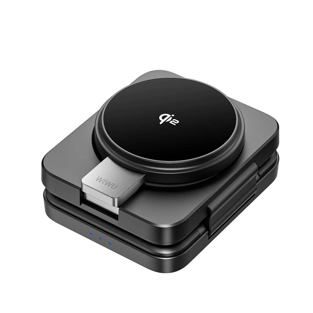 Беспроводное зарядное устройство Wiwu 3in1 Qi2.0 Folding Wireless Charger, Чёрное (Wi-W028). Фото 3