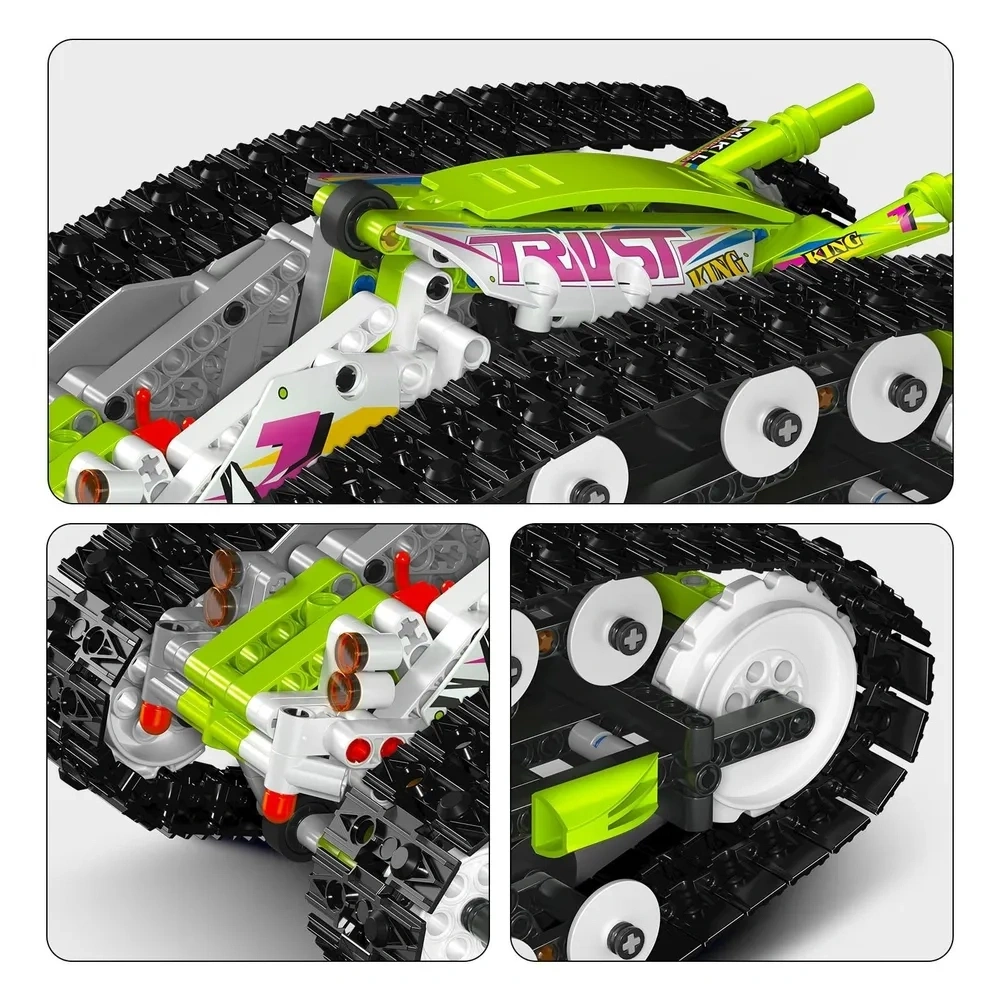 Конструктор Mould King Creative Idea 13153. Вездеход перевертыш, модель 2022 года, 836 деталей, двигатель, Зелёный. Фото 3