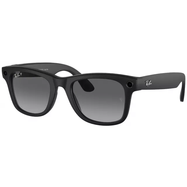 Умные очки Ray Ban Wayfarer RW4008 Матовый черный / Поляризационные градиентные графитовые M 155-53мм (601/ST353). Фото 1