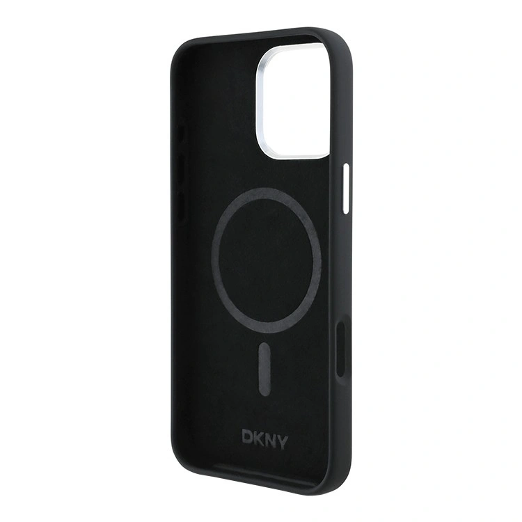 Накладка DKNY для iPhone 16 Pro Max Liquid Silicone Metal logo and Camera frame Hard (MagSafe), Black (DKHMP16XSMCHLK). Фото 4