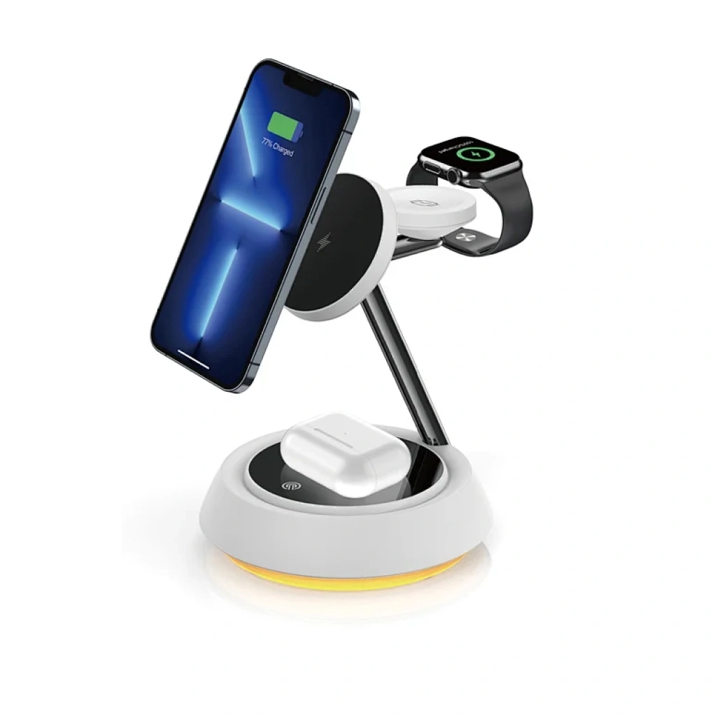 Беспроводное зарядное устройство Wiwu Power Air 3in1 Wireless Charger Wi-W002 15W, Белый. Фото 2