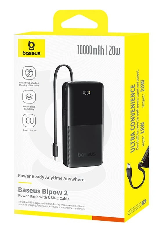Внешний аккумулятор Baseus Bipow 2 Digital Display Power bank 20000mAh 20W, Чёрный (P10077101113-001). Фото 4