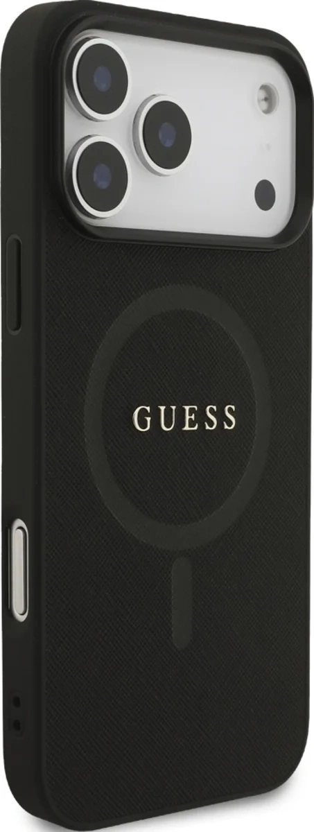 Накладка Guess для iPhone 17 Pro PU Saffiano with Classic metal logo (MagSafe), Чёрная (GUHMP17LPSAHMCK). Фото 4