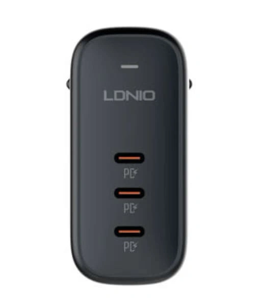 Сетевое зарядное устройство LDNIO 65W GaN Super Fast Charger + кабель USB-C - USB-C 1м, Чёрное (Q367). Фото 3