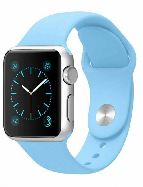 Ремешок силиконовый для Apple Watch 38/40/41/42мм, Голубой. Фото 1