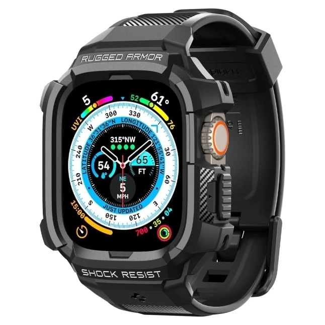 Чехол Spigen Rugged Armor Pro для Apple Watch Ultra, Чёрный (ACS05460). Фото 1
