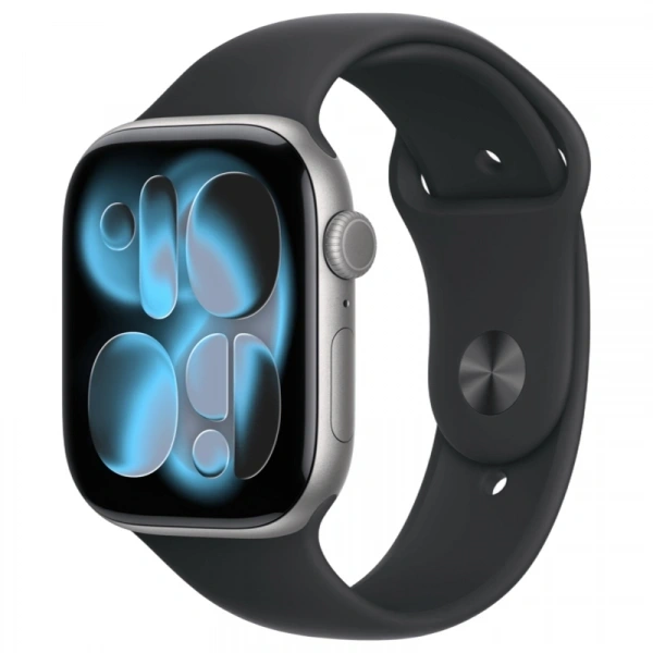 Apple Watch Series 11, 42 мм, алюминий цвета «Space Gray», спортивный ремешок "Black", M/L (MEQX4). Фото 1