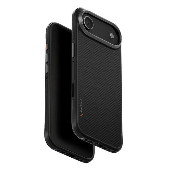 Накладка Uniq KEVA Aramid Fibre MagSafe для iPhone Air, Чёрный карбон (IP6.6(2025)-KEVAMCBLK). Фото 1