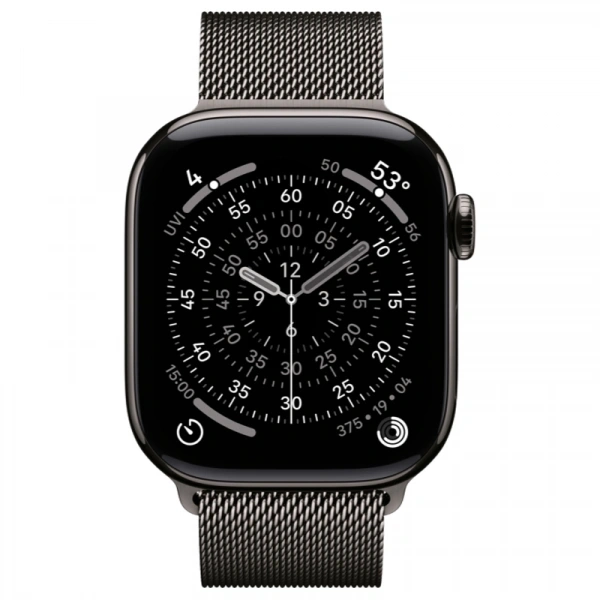 Apple Watch Series 11 GPS + Cellular, 46 мм, Slate Titanium, Миланская петля "Slate", M/L (MFD44). Фото 2