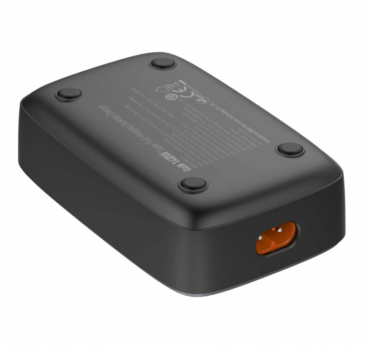 Сетевое зарядное устройство с беспроводной зарядкой LDNIO Q4010 140W GaN Multiport Desktop Charging Wireless Charger 2xUSB-A, 2xUSB-С, lightning, Чёрное. Фото 4