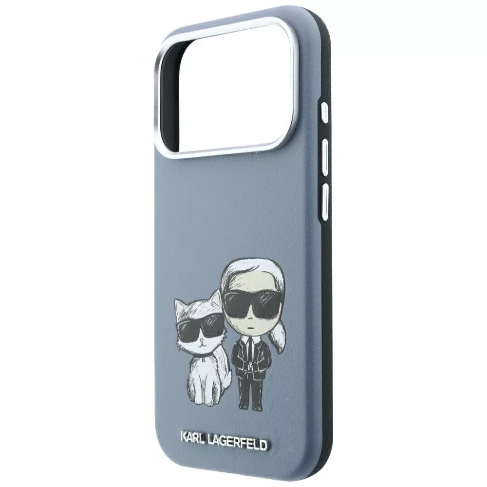 Накладка Lagerfeld для iPhone 18 Pro/17 Pro PU SW Sketch Karl&Choupette body Metal Cam Hard (MagSafe), Light Blue (KLHMP18L6PWKCIDB). Фото 5