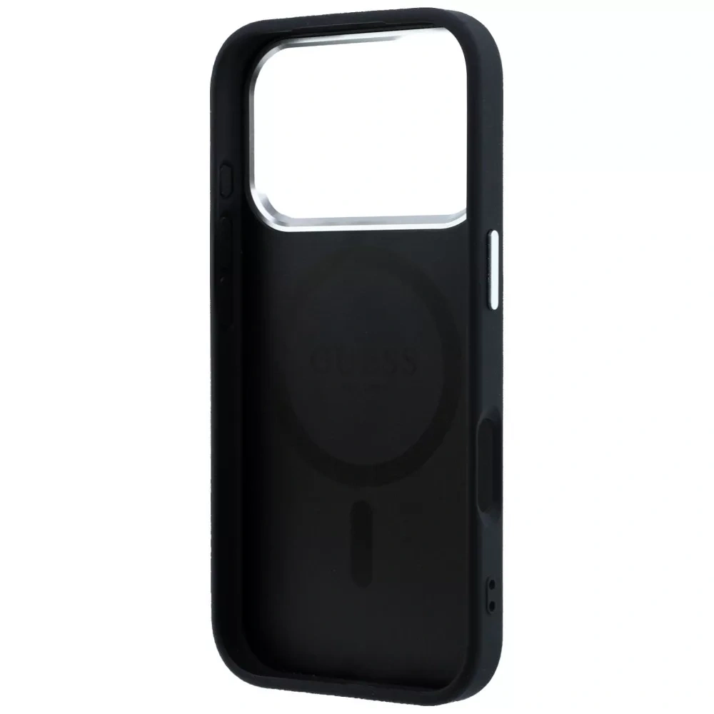 Накладка Guess для iPhone 18 Pro Max / 17 Pro Max PU Grained Triangle Metal logo &Cam Hard (MagSafe), Black (GUHMP18XPGSMTLSK). Фото 6