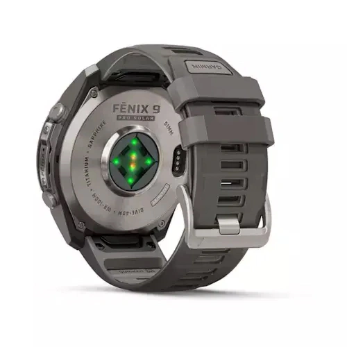 Умные часы Garmin Fenix 9 Pro 51MM, SOLAR, LTE, Titanium with pebble gray/silver gray silicone band. Фото 5