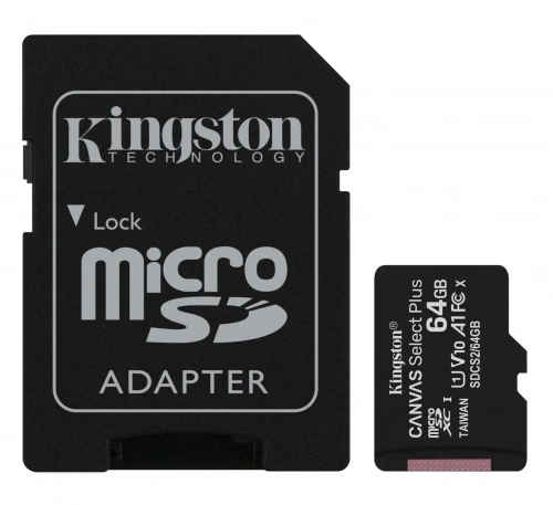 Карта памяти Kingston 64GB MicroSDHC Class 10 + SD адаптер 100мб/с. Фото 1