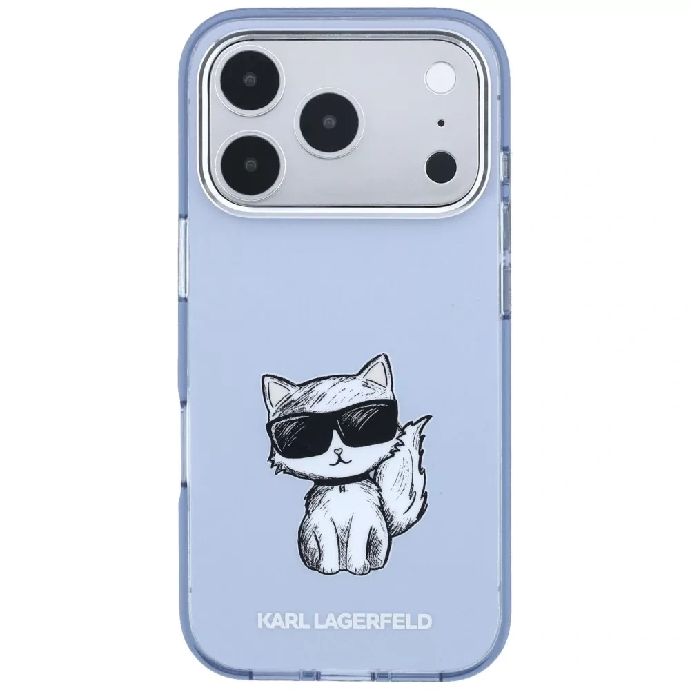 Накладка Lagerfeld для iPhone 18 Pro Max/17 Pro Max IML Sketch Choupette body Met cam Hard (MagSafe), Light Blue (KLHMP18X6HCIKDB). Фото 3