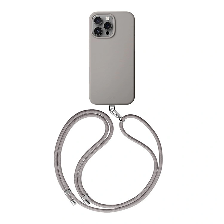Накладка Uniq для iPhone 16 Pro COEHL CREME Liquid silicone with Strap (MagSafe), Taupe Grey (IP6.3P(2024)-CREMTGRY). Фото 2