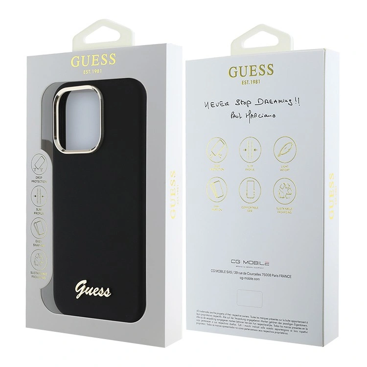Накладка Guess для iPhone 16 Pro Max Liquid silicone Gold metal logo & Camera frame Hard Black (GUHCP16XSMBSLK). Фото 5