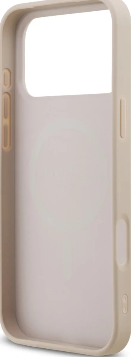 Накладка Guess для iPhone 17 Pro Max PU Saffiano with Classic metal logo (MagSafe), Розовая (GUHMP17XPSAHMCP). Фото 7