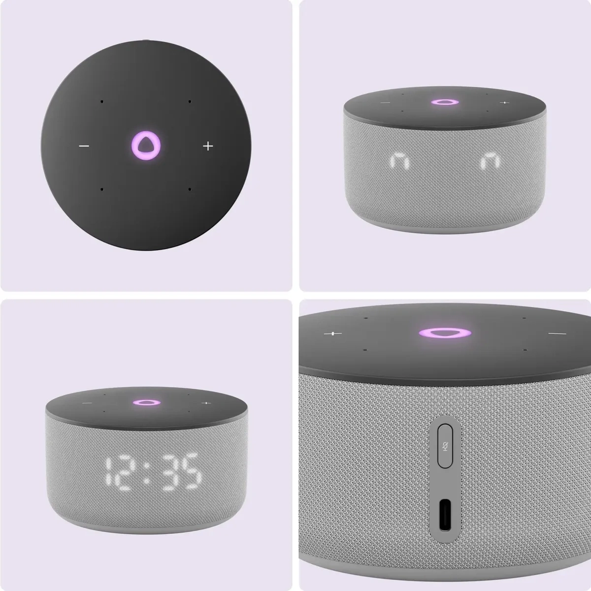 Умная колонка Яндекс Станция Мини 3 с часами, Серый (YNDX-00027GRY). Фото 2