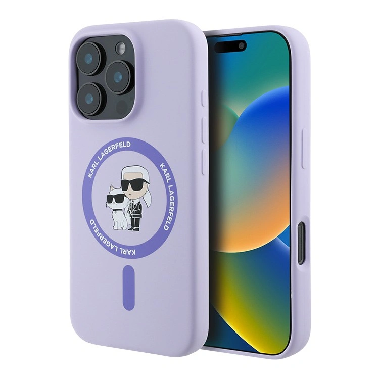 Накладка Lagerfeld для iPhone 16 Pro Max Liquid Silicone NFT Karl & Choupette Head Hard (MagSafe), Purple (KLHMP16XSCMKCRHU). Фото 1