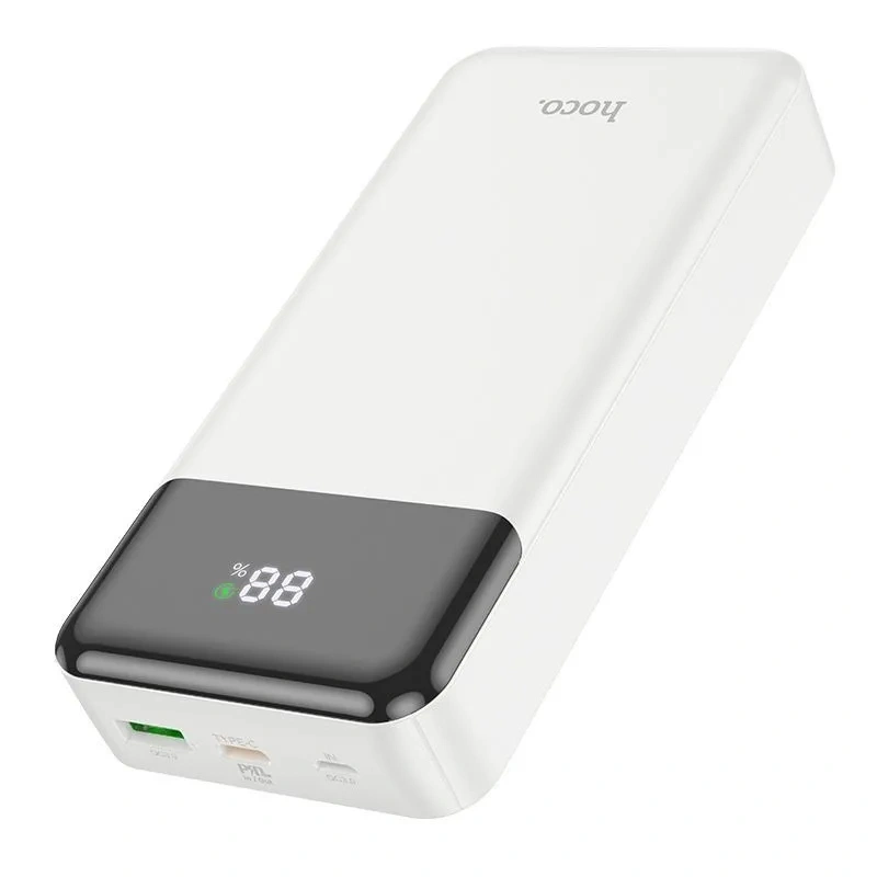 Внешний аккумулятор Hoco J102 Cool Figure 20000mAh, 1xUSB, 1xUSB-C, 3А, QC3.0, PD20W, LED, Li-Pol, Белый. Фото 2