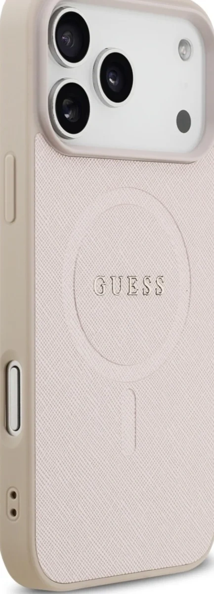 Накладка Guess для iPhone 17 Pro Max PU Saffiano with Classic metal logo (MagSafe), Розовая (GUHMP17XPSAHMCP). Фото 4