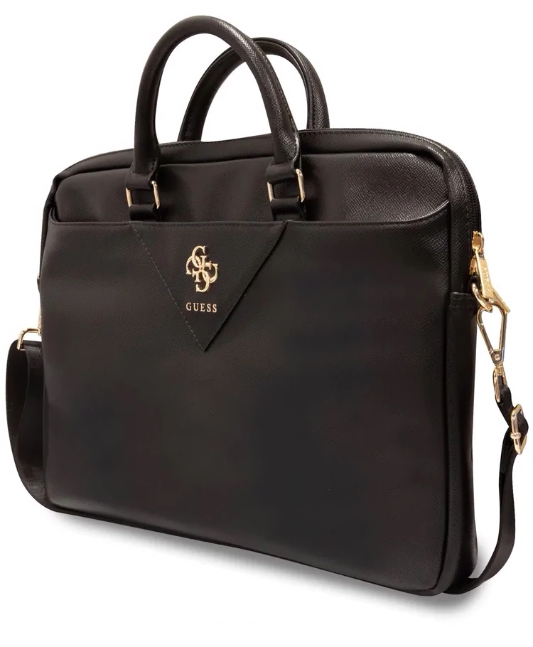 Сумка для ноутбука Guess 15"/16" PU Grained leather Bag 4G metal logo with Zipper, Black (GUCB15ZPGSTEGK). Фото 2