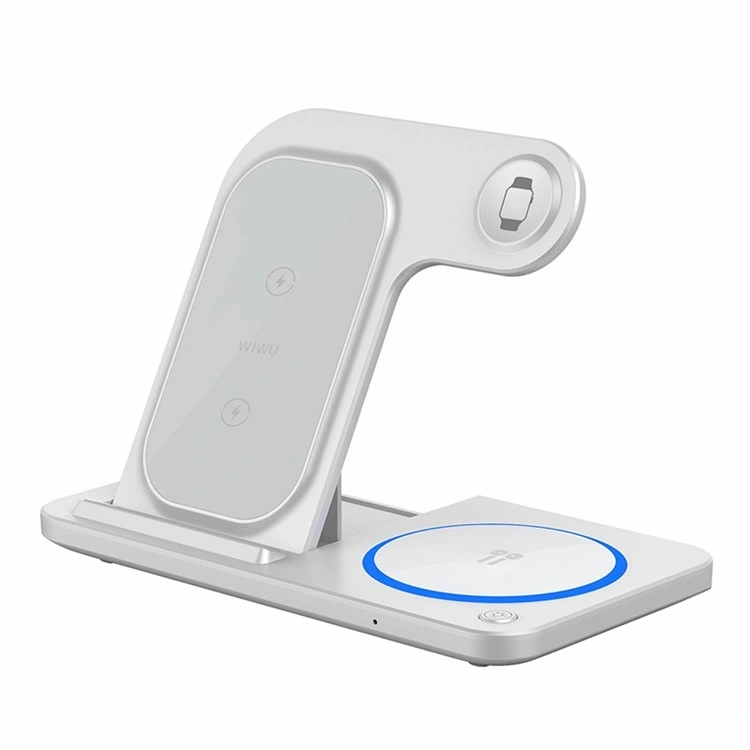 Беспроводное зарядное устройство Wiwu Power Air 3in1 Wireless Charger 15W, Белая (Wi-W020). Фото 1
