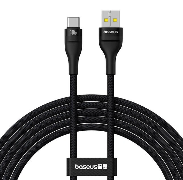 Кабель Baseus Flash 2 Charging Cable USB to Type-C 100W 1m, Чёрный (P10311804111-01). Фото 1