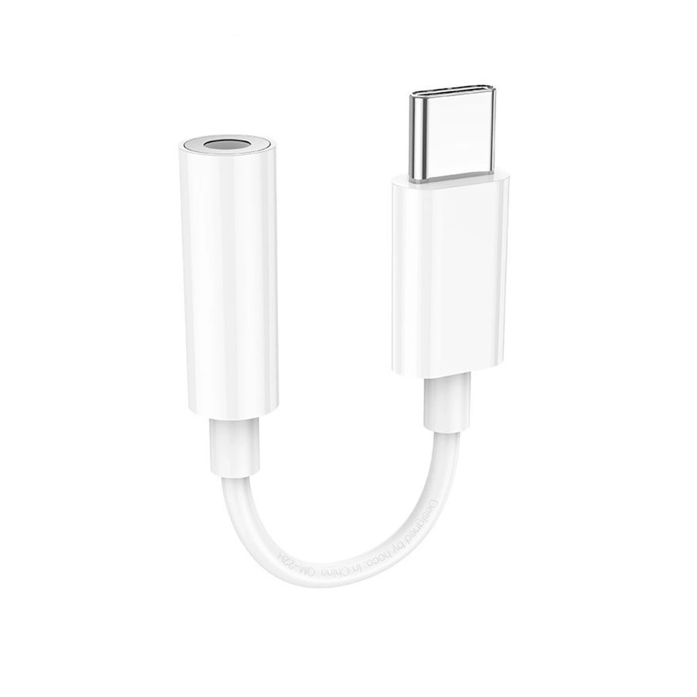 Адаптер Hoco LS35 Type-C на аудио кабель, Белый. Фото 1