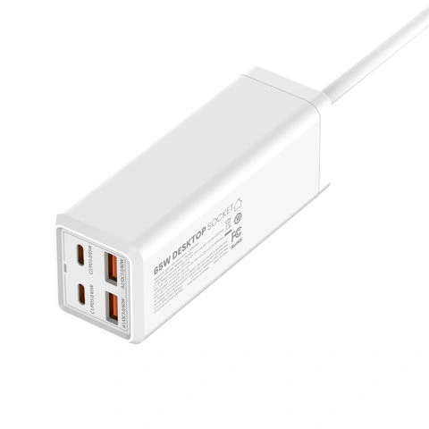 Сетевое зарядное устройство LDNIO 2500W Desktop Power Strip 2 USB-C + 2 USB-A 65W, Белый. Фото 4
