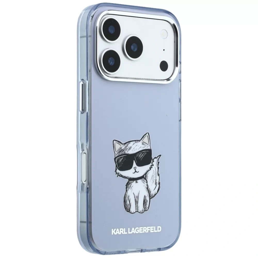 Накладка Lagerfeld для iPhone 18 Pro Max/17 Pro Max IML Sketch Choupette body Met cam Hard (MagSafe), Light Blue (KLHMP18X6HCIKDB). Фото 4