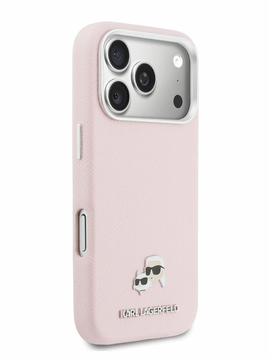 Накладка Lagerfeld для iPhone 18 Pro Max/17 Pro Max Saffiano FW Karl&Choupette metal&Cam Hard (MagSafe), Pink (KLHMP18X6PFKCLP). Фото 4