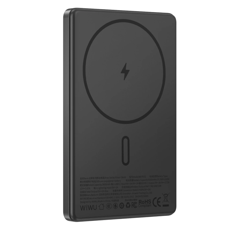 Внешний аккумулятор Wiwu Warriors PD 20W Magnetic Power Bank Wi-P072 5000mAh, Чёрный. Фото 2