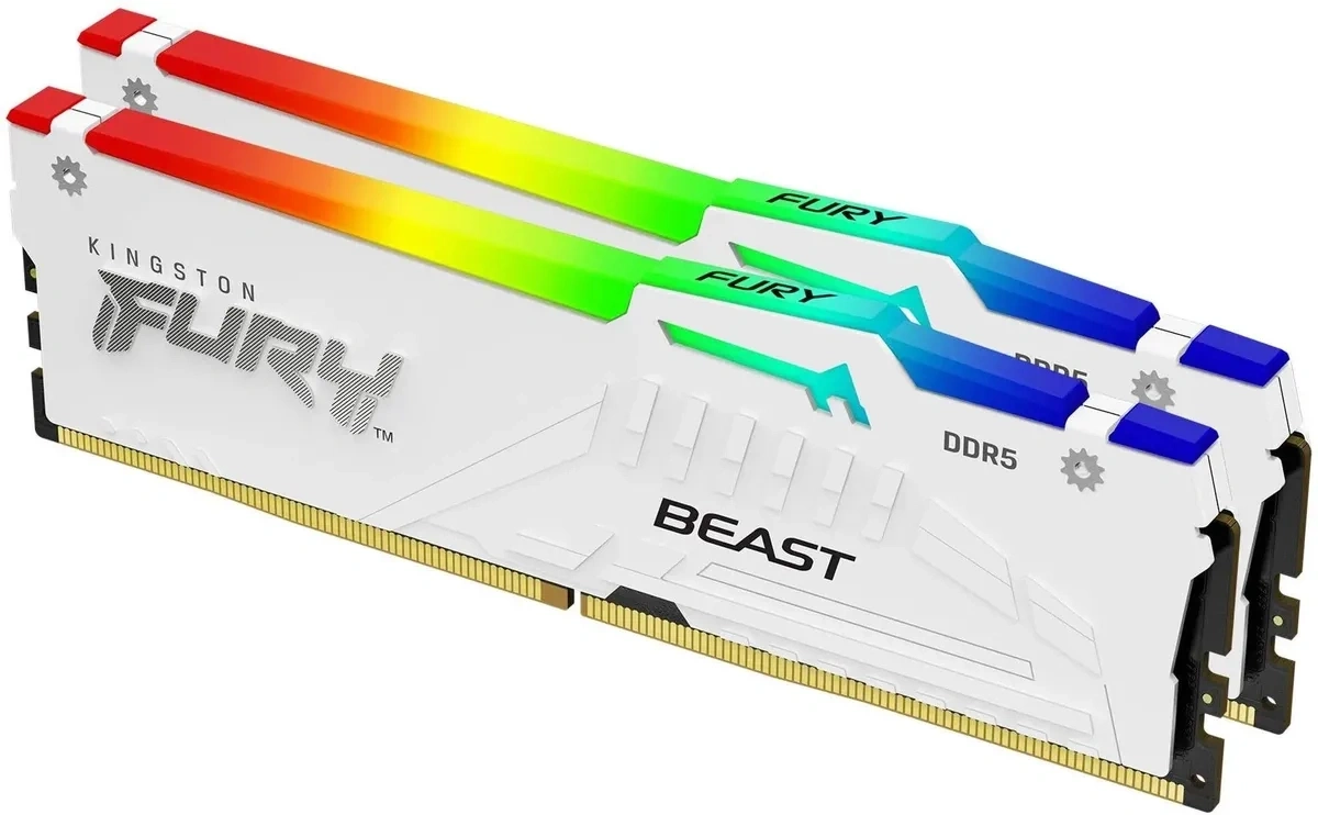 Оперативная память Kingston FURY Beast White RGB 32Гб, DDR5, 2х16 ГБ, 5600 МГц, 36-38-38 (KF556C36BWEAK2-32). Фото 2