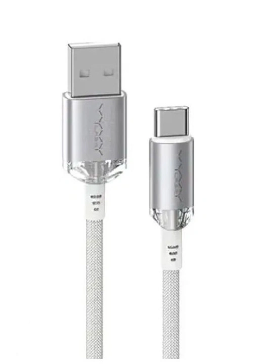 Кабель Vyvylabs Crystal Series Fast Charging Data Cable USB to Type-C 3A 1m, Белый (VCSUC-01). Фото 1