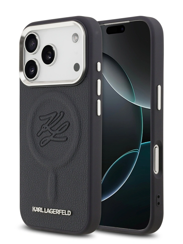 Накладка Lagerfeld для iPhone 18 Pro Max/17 Pro Max PU Debossed Initials Metal cam Hard (MagSafe), Navy (KLHMP18XPGFKLRDV). Фото 1