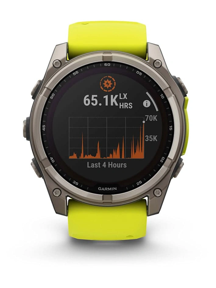 Умные часы Garmin Fenix 8 51mm, Solar, Sapphire, Titanium with Amp Yellow/Graphite Silicone Band. Фото 2