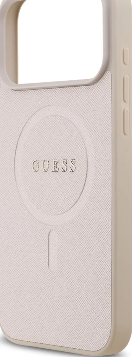 Накладка Guess для iPhone 17 Pro Max PU Saffiano with Classic metal logo (MagSafe), Розовая (GUHMP17XPSAHMCP). Фото 6