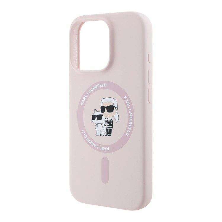 Накладка Lagerfeld для iPhone 16 Pro Max Liquid Silicone NFT Karl & Choupette Head Hard (MagSafe), Pink (KLHMP16XSCMKCRHP). Фото 3