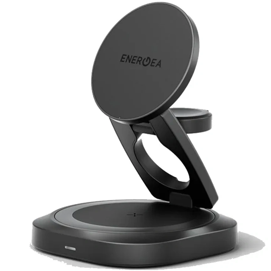 Беспроводная зарядная станция EnergEA AluMag Gyro 3-in-1, Gunmetal (AM-GYRO-GUN). Фото 1