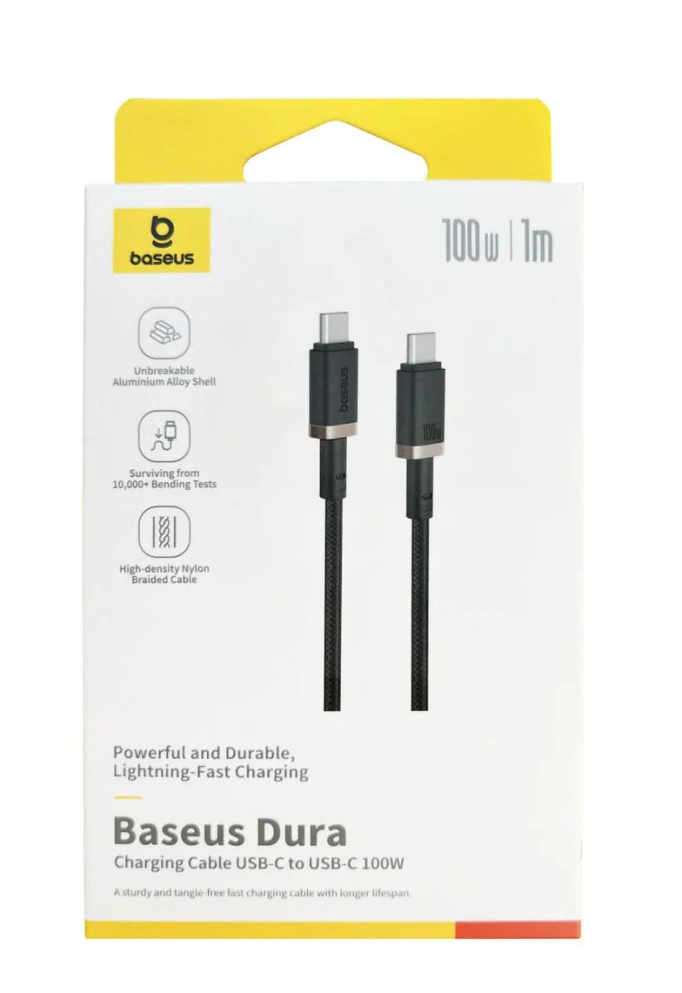 Кабель Baseus Dura Series Fast Charging Cable Type-C to Type-C 100W 2m, Чёрный/золотой (P10377803U01-02)